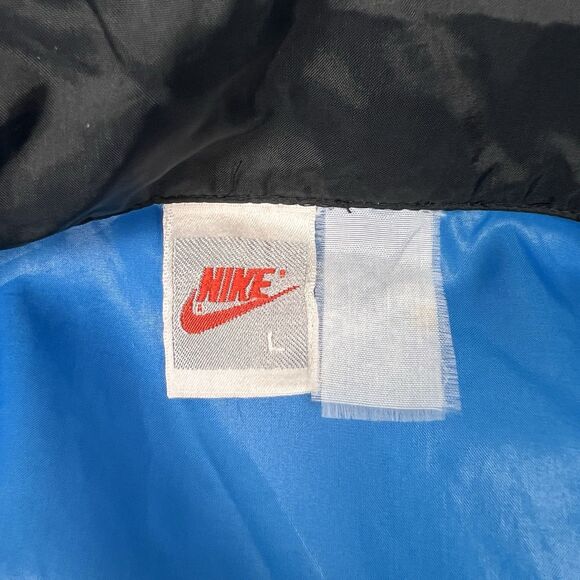Vintage 90s Nike 1/2 Zip Windbreaker Jacket Sz L Spell Out Swoosh Blue Pullover - Picture 8 of 12